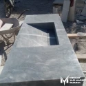 Gray Marble Countertop Basin with Faucet and Concealed Drain