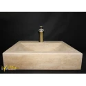 Classic Travertine Square Basin With Tap Outlet