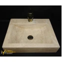 Classic Travertine Square Basin With Tap Outlet