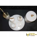 White Marble Curved Design 7 Pcs Bathroom Set