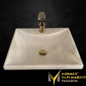 Afyon Wrapped Rectangular Washbasin with Tap Outlet