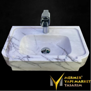 Lilac Marble Modern Washbasin with Faucet Outlet