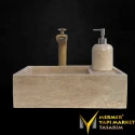  Travertine Soap Dispenser Detail Mini Washbasin
