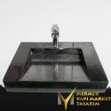 Toros Black Concealed Drain Detailed Rectangular Washbasin