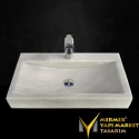Afyon White Marble Bow Model Rectangular Washbasin