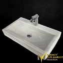 Afyon White Marble Bow Model Rectangular Washbasin
