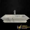 Afyon Cloud Marble Faucet Exit Palace Design Washbasin