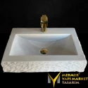 Afyon White Marble Outside Horizontal Scan Washbasin