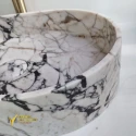 White Marble Oval Design Square Sink