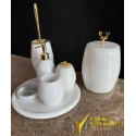 White Marble Gold Apparatus Deer Detail 7 Pcs Bathroom Set
