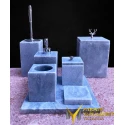 Gray Marble Square Deer Detail 7 Pcs Bathroom Set