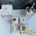 Violet Marble Gold Crystal Apparatus 7 Pcs Bathroom Set