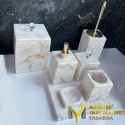 Violet Marble Gold Crystal Apparatus 7 Pcs Bathroom Set
