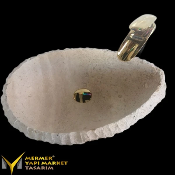 Afyon Honey Marble Cylinder Bowl Washbas...