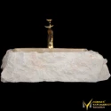 Beige Marble Shapeless Washbasin With Tap Outlet