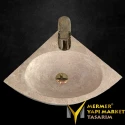 Travertine Triangle Design Faucet Outlet Washbasin