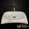 Beige Marble Bow Design Washbasin