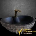 Basalt Naturally Exploded Washbasin With Tap Outlet