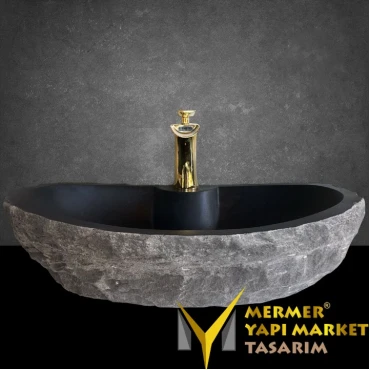 Basalt Naturally Exploded Washbasin With Tap Outlet