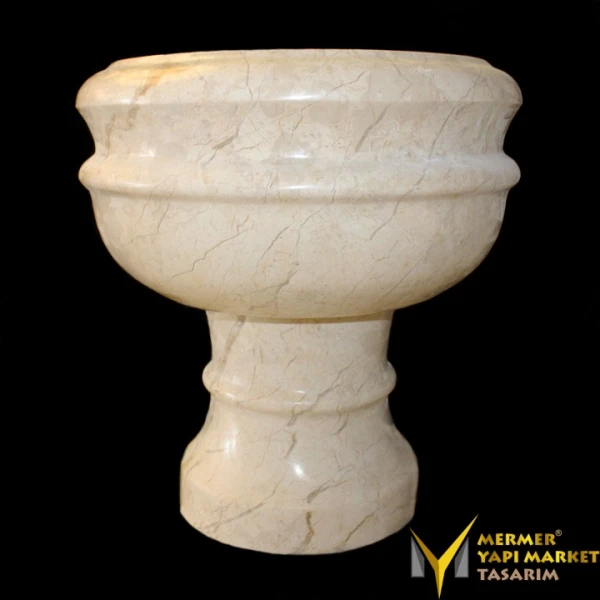 Beige Marble Footed Flower Pot