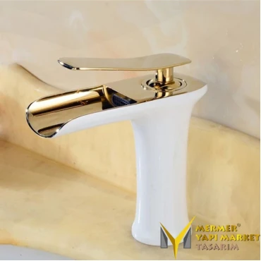 Gold White Short Waterfall Faucet