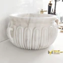 Afyon White Marble Special Design Round Hammam Sink