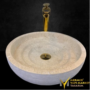 Beige Non-Marble Scanning Model Washbasin