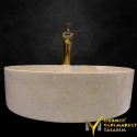 Beige Marble Wide Cylinder Washbasin