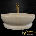  Beige Marble Design Washbasin With Stand