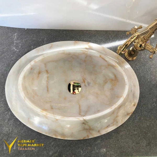 Afyon Wrapped Rectangular Washbasin with...