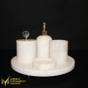 White Marble Gold Crystal Apparatus 5-Piece Bathroom Set