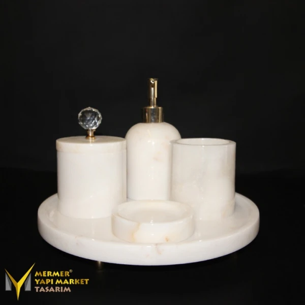 White Marble Gold Crystal Apparatus 5-Pi...