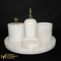 White Marble Gold Detail Apparatus 5-Piece Bathroom Set