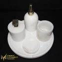White Marble Gold Square Apparatus 5-Piece Bathroom Set