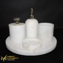 White Marble Gold Square Apparatus 5-Piece Bathroom Set