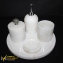 White Marble Chrome Antique Apparatus 5-Piece Bathroom Set