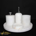 White Marble Chrome Antique Apparatus 5-Piece Bathroom Set