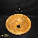 Yellow Travertine Hood Bowl Washbasin