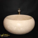 Travertine With Cover Curved Desing Washbasin
