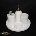 White Marble Gold Crystal Apparatus 5-Piece Bathroom Set