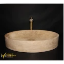 Travertine Concealed Drain Oval Design Washbasin