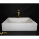 Muğla White Square Washbasin - With Faucet Outlet