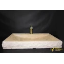 Travertine Bow Split Sink With Faucet Outlet