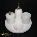 White Marble Gold Detail Apparatus 5-Piece Bathroom Set