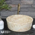 Afyon Honey Marble Cylinder Bowl Washbasin