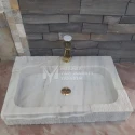 Afyon White Marble Special Design Sink - With Faucet Outlet