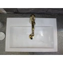Afyon White Marble Rectangular Sink - With Faucet Outlet