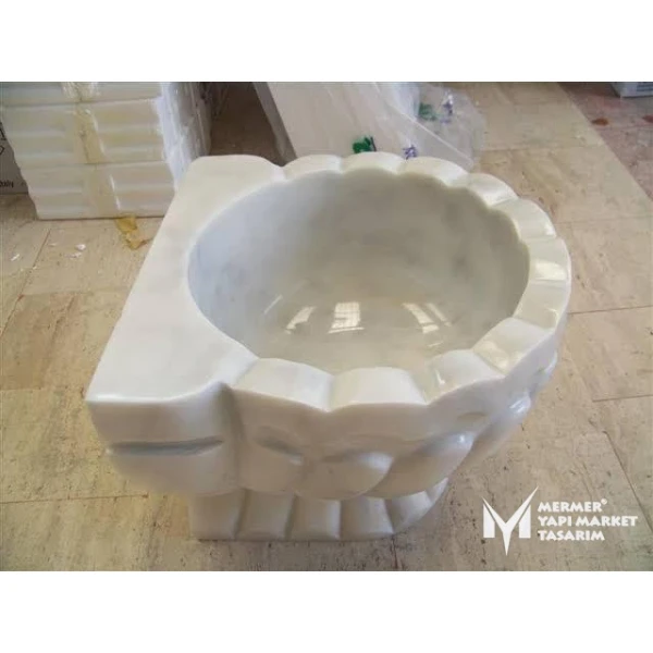 White Marble Frilly Knotty Hammam Sink