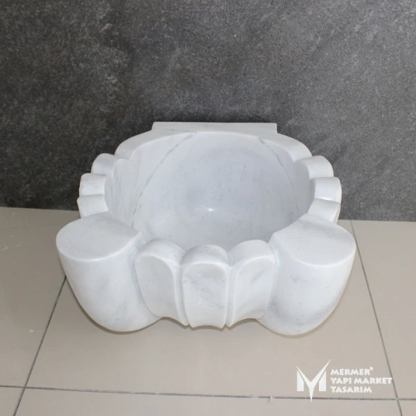 Afyon White Gutter Design Marble Hammam Sink