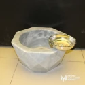 Afyon Gray Marble Diamond Cut Round Hammam Sink